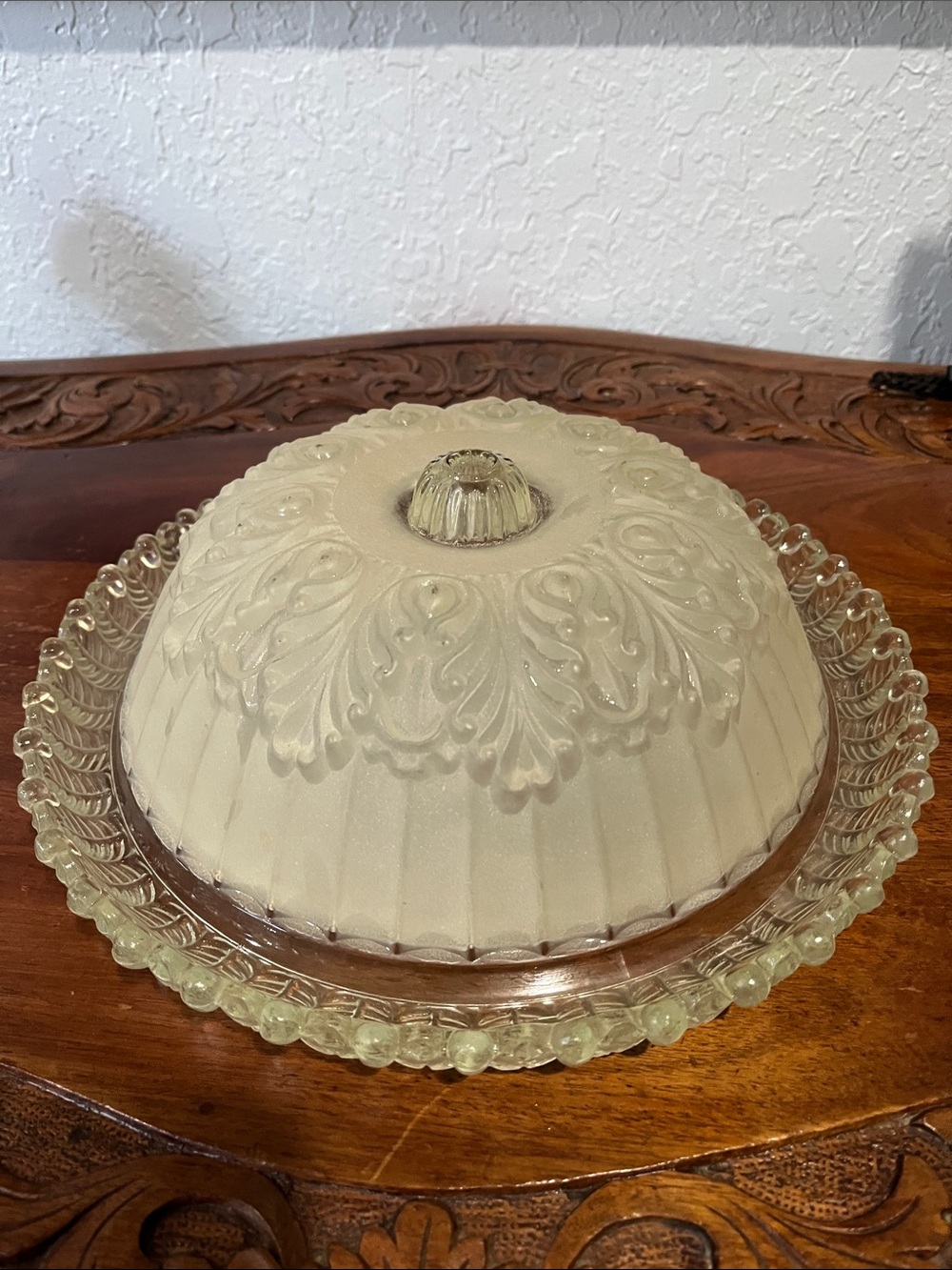 Vintage  1930’s Art Deco frosted glass ceiling light shade